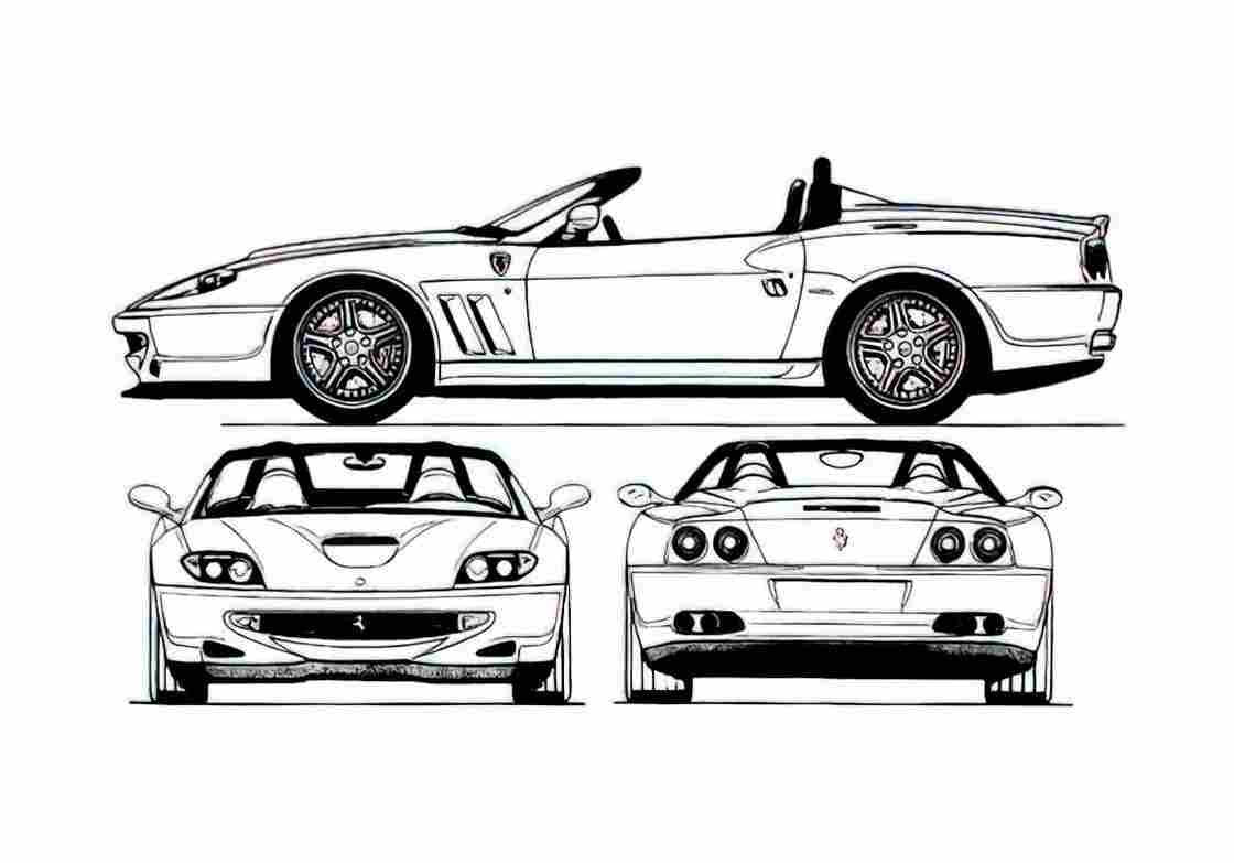 Blueprint Ferrari 550 Barchetta Roadster 1996 A4 Photo Print