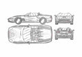 Blueprint Ferrari 575 Barchetta Cabriolet 2000 A4 Photo Print
