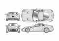 Blueprint Ferrari 599 GTB Fiorano Coupe 2006 A4 Photo Print