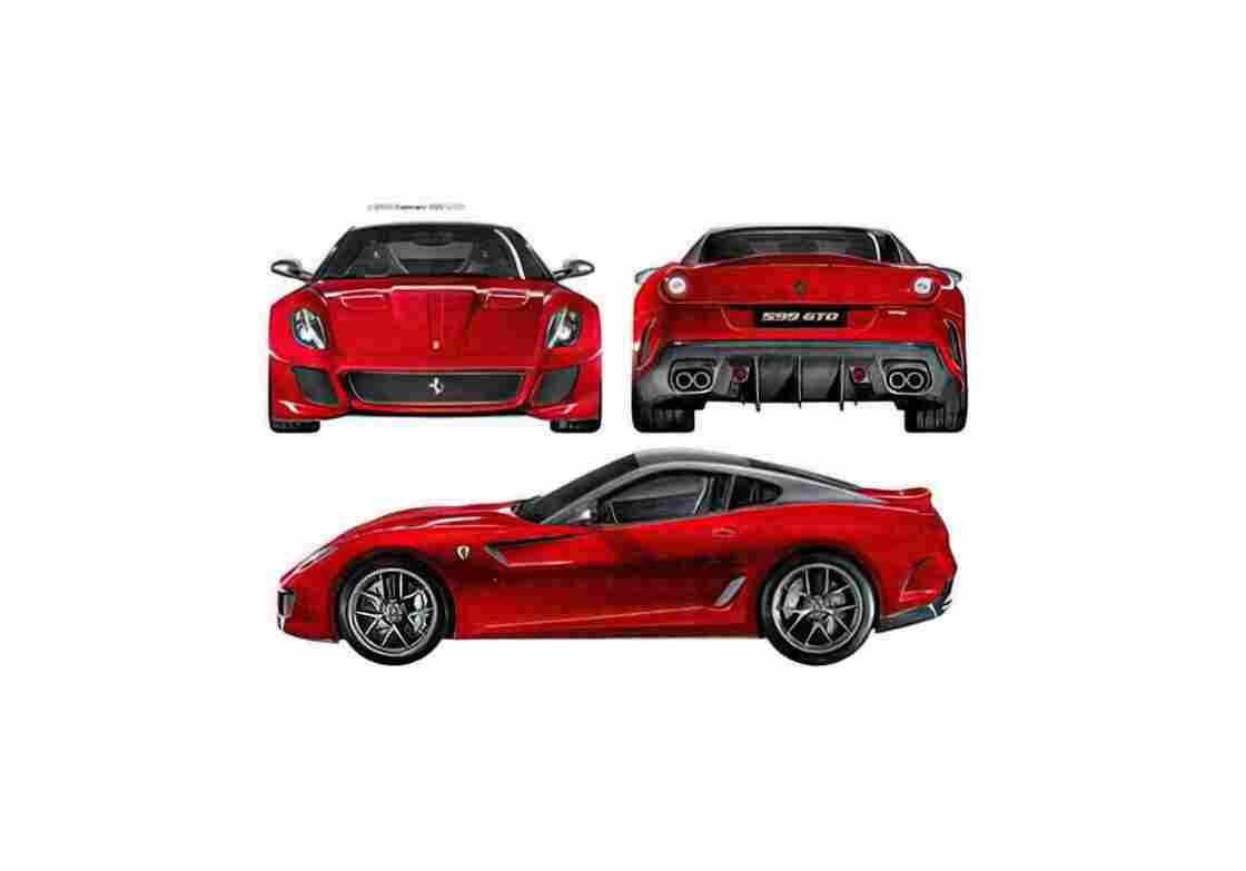 Blueprint Ferrari 599 GTO Coupe 2010 01 A4 Photo Print