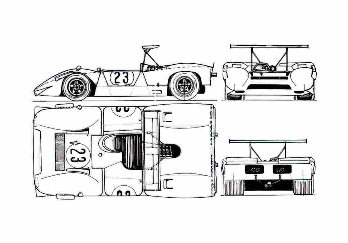Blueprint Ferrari 612 Can Am Targa 1968 A4 Photo Print
