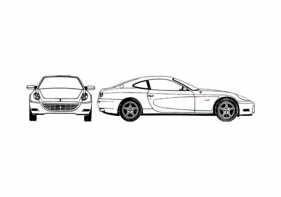 Blueprint Ferrari 612 Scaglietti Coupe 2004 A4 Photo Print