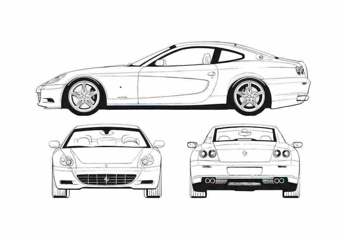 Blueprint Ferrari 612 Scaglietti Coupe 2005 A4 Photo Print