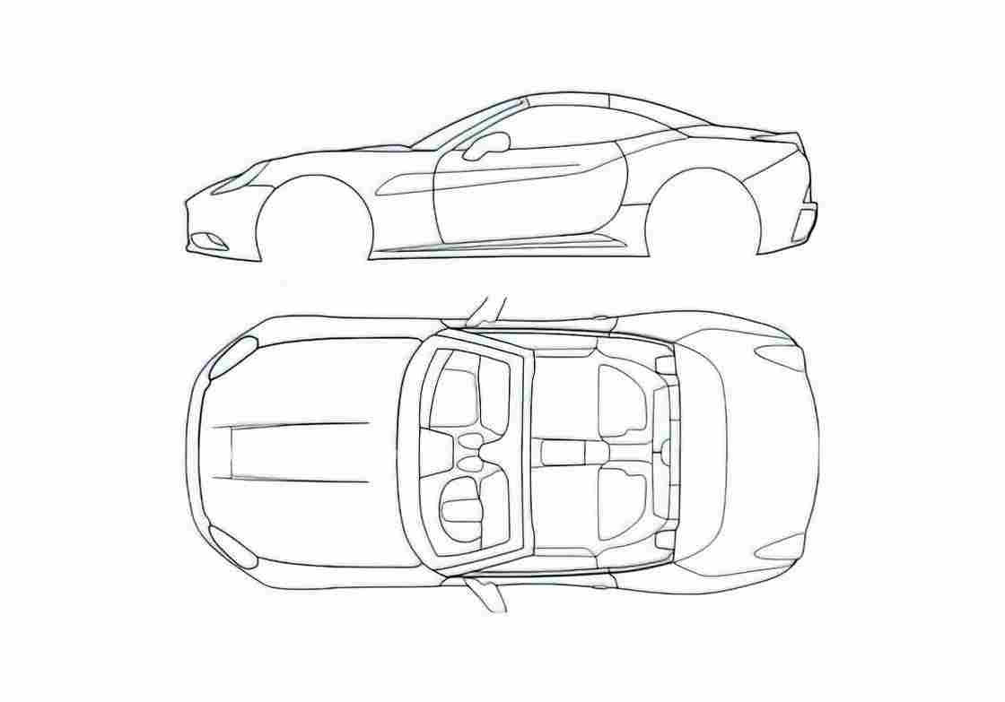 Blueprint Ferrari California Cabriolet 2009 A4 Photo Print