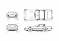 Blueprint Ferrari Daytona Supechiare Targa 1971 A4 Photo Print