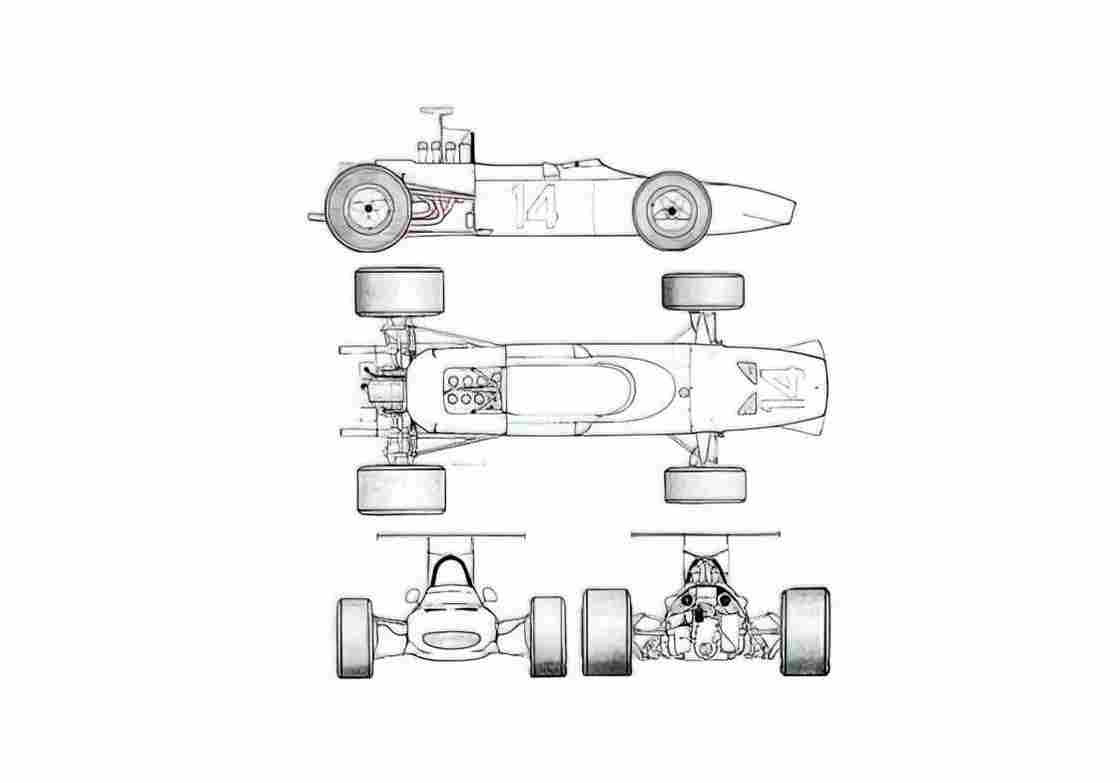 Blueprint Ferrari Dino 166 F2 OW 1967 A4 Photo Print