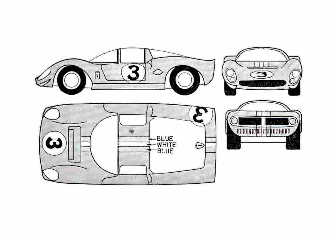 Blueprint Ferrari Dino 206 Coupe 1965 A4 Photo Print