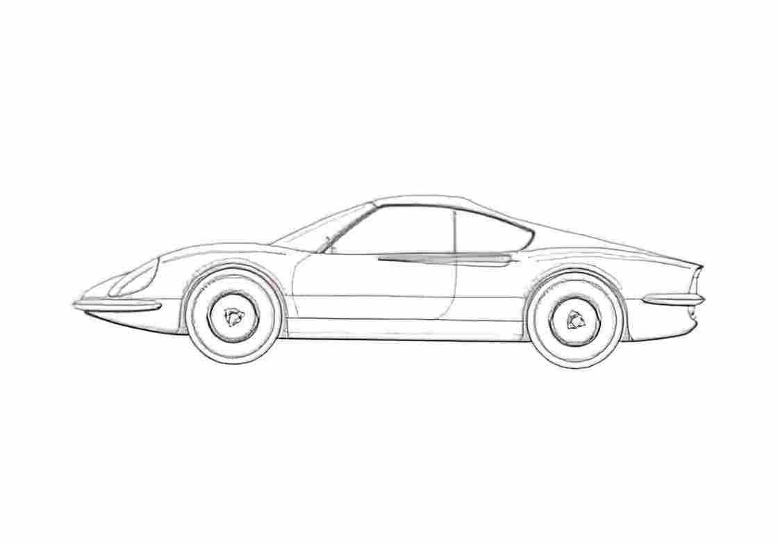 Blueprint Ferrari Dino 206 GT Coupe 1968 A4 Photo Print