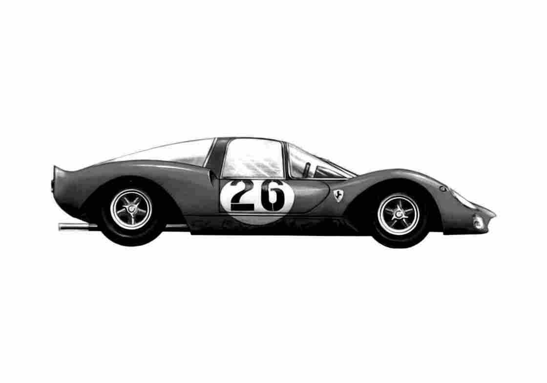 Blueprint Ferrari Dino 206 S Nurburging Coupe 1965 A4 Photo Print