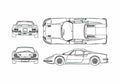 Blueprint Ferrari Dino 246 GT Early Type Coupe 1968 A4 Photo Print