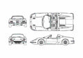 Blueprint Ferrari Dino 246 GTS Targa 1972 A4 Photo Print