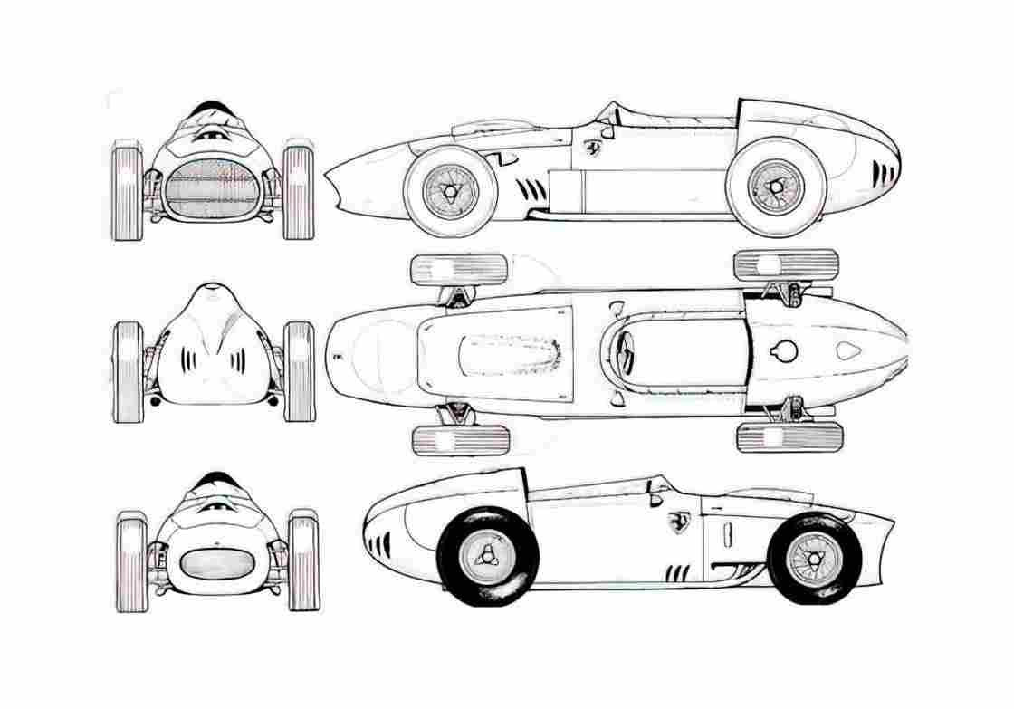 Blueprint Ferrari Dino 256 F1 GP OW 1959 A4 Photo Print