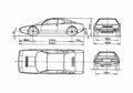 Blueprint Ferrari Dino 308 GT Coupe 1976 A4 Photo Print