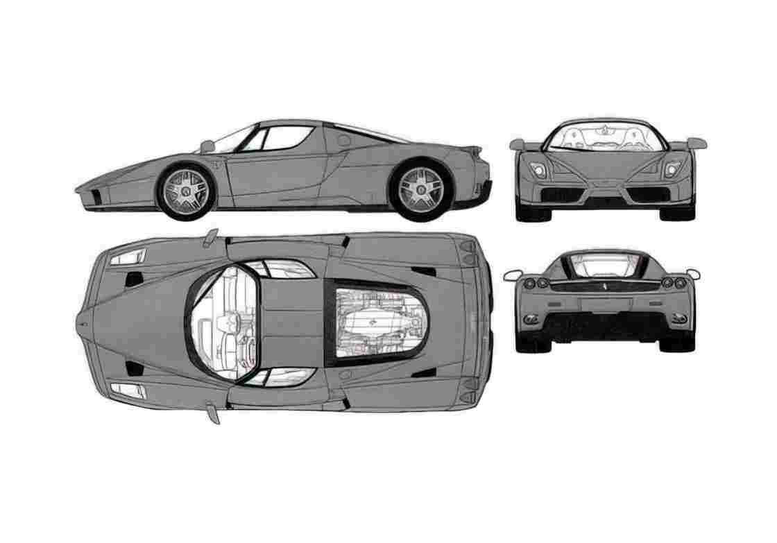 Blueprint Ferrari Enzo Coupe 2003 A4 Photo Print