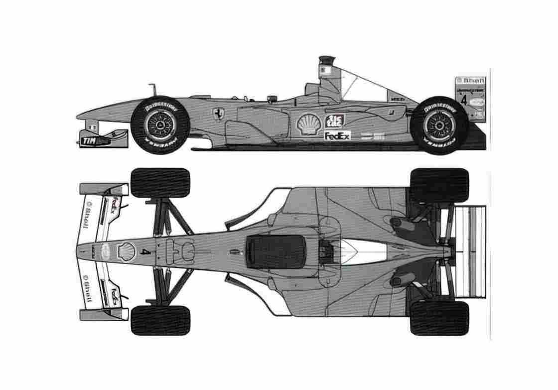 Blueprint Ferrari F1 2000 Cabriolet 2000 A4 Photo Print