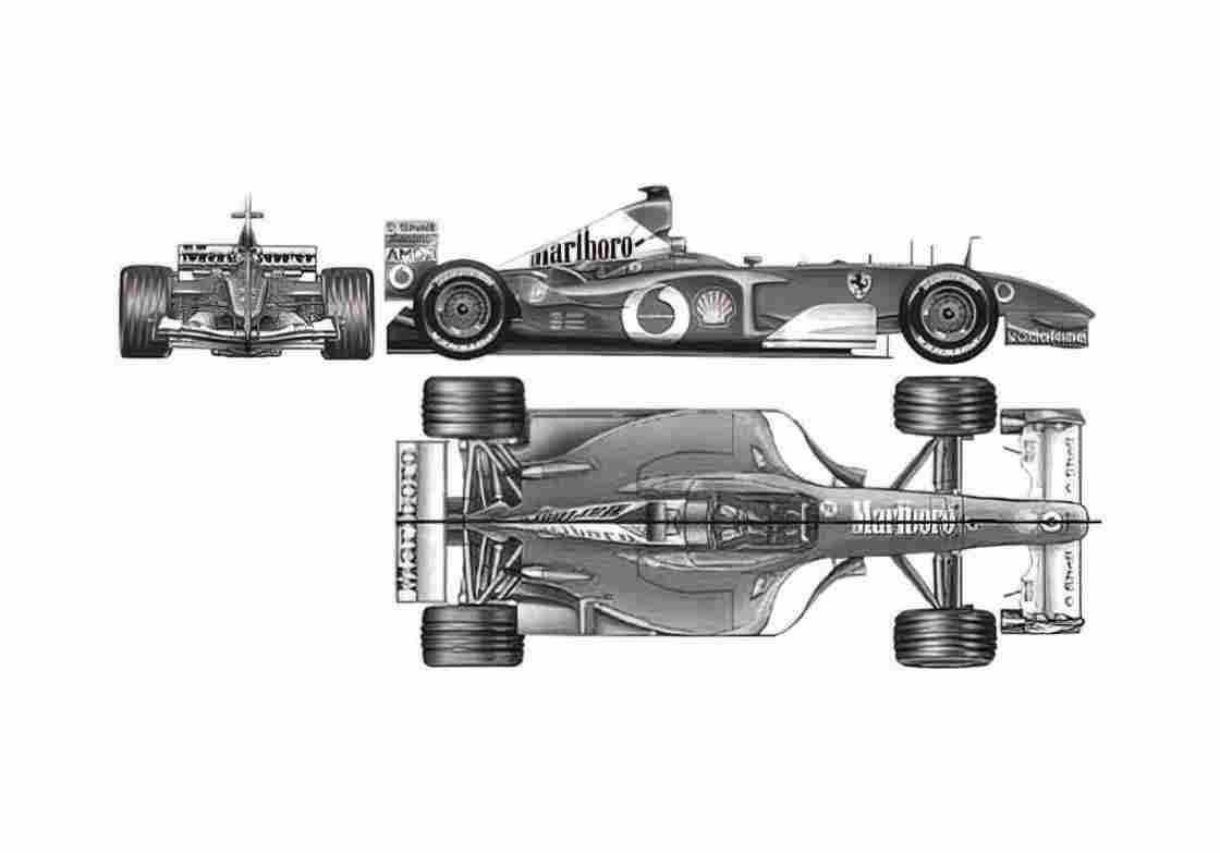 Blueprint Ferrari F2002 F1 Cabriolet 2002 A4 Photo Print