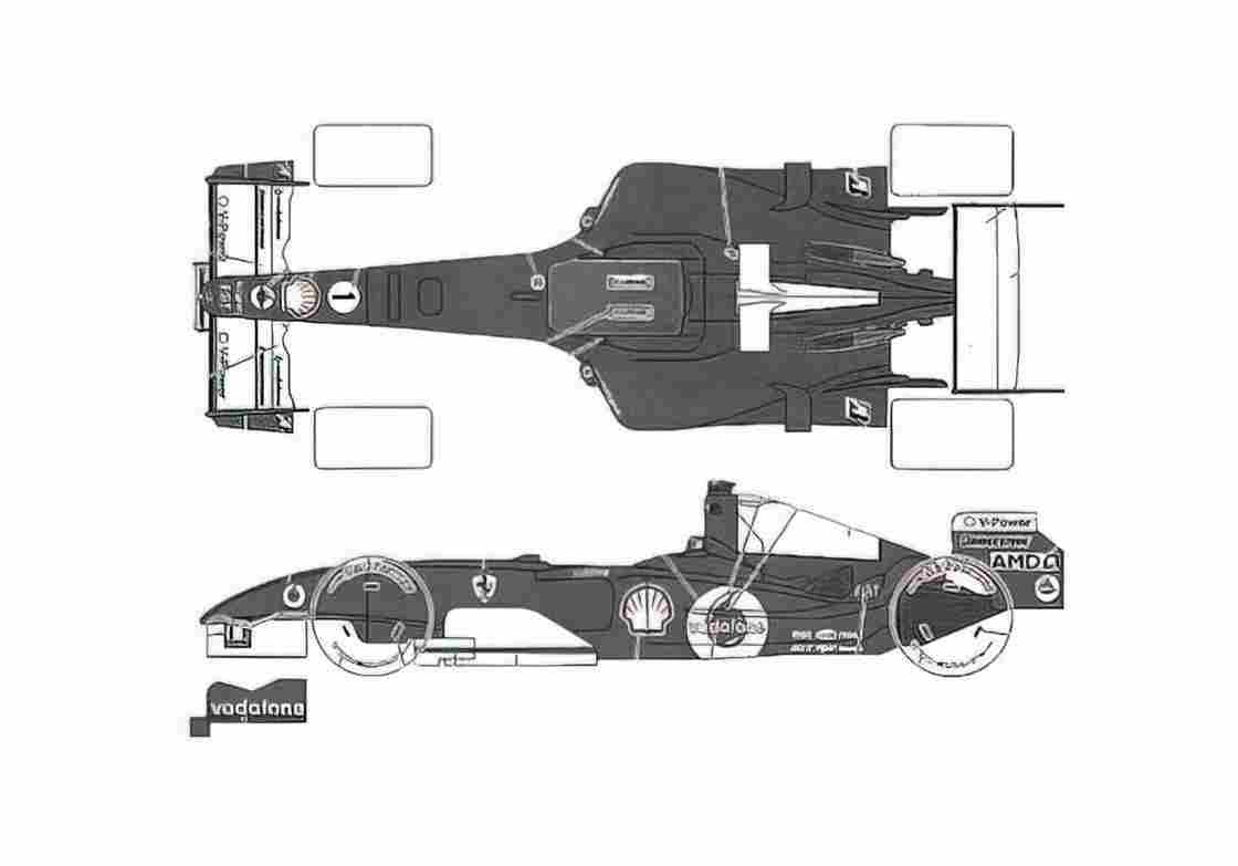 Blueprint Ferrari F2005 OW 2005 A4 Photo Print