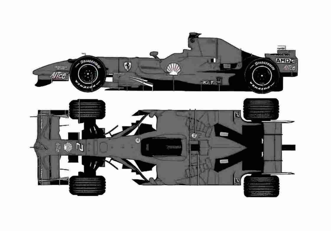 Blueprint Ferrari F2008 Verc OW 2008 A4 Photo Print