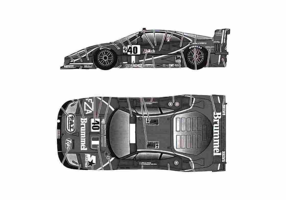 Blueprint Ferrari F40 GTE LM Brummel Coupe 1995 A4 Photo Print