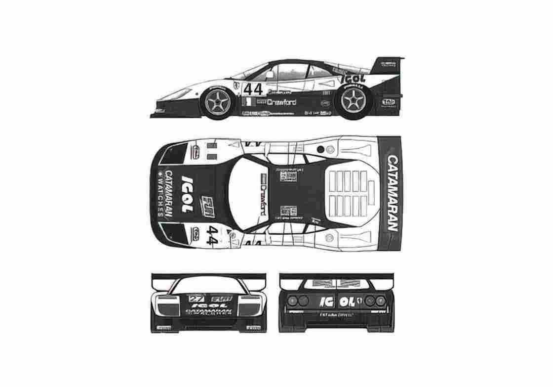 Blueprint Ferrari F40 GTE LM Igol Coupe 1996 A4 Photo Print