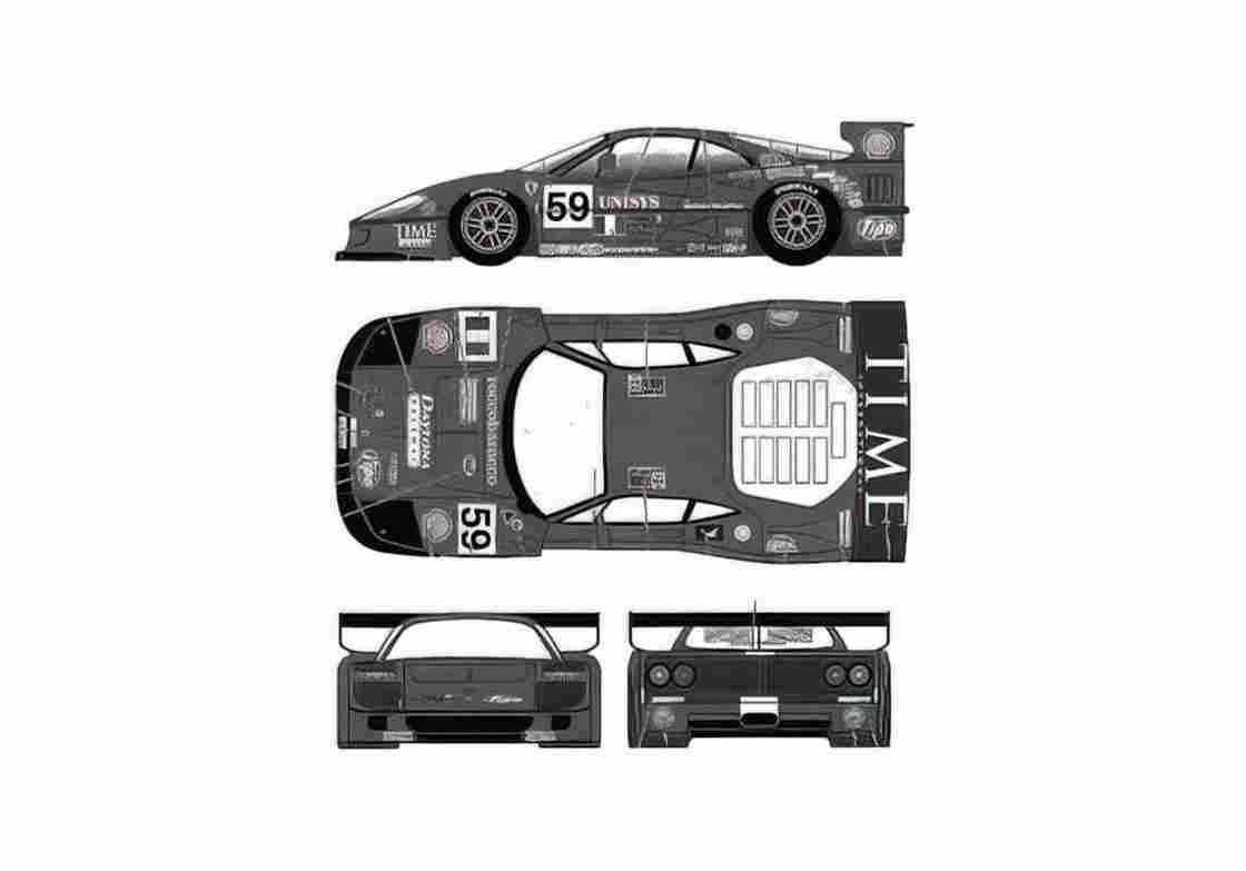 Blueprint Ferrari F40 GTE LM Shell Coupe 1996 A4 Photo Print