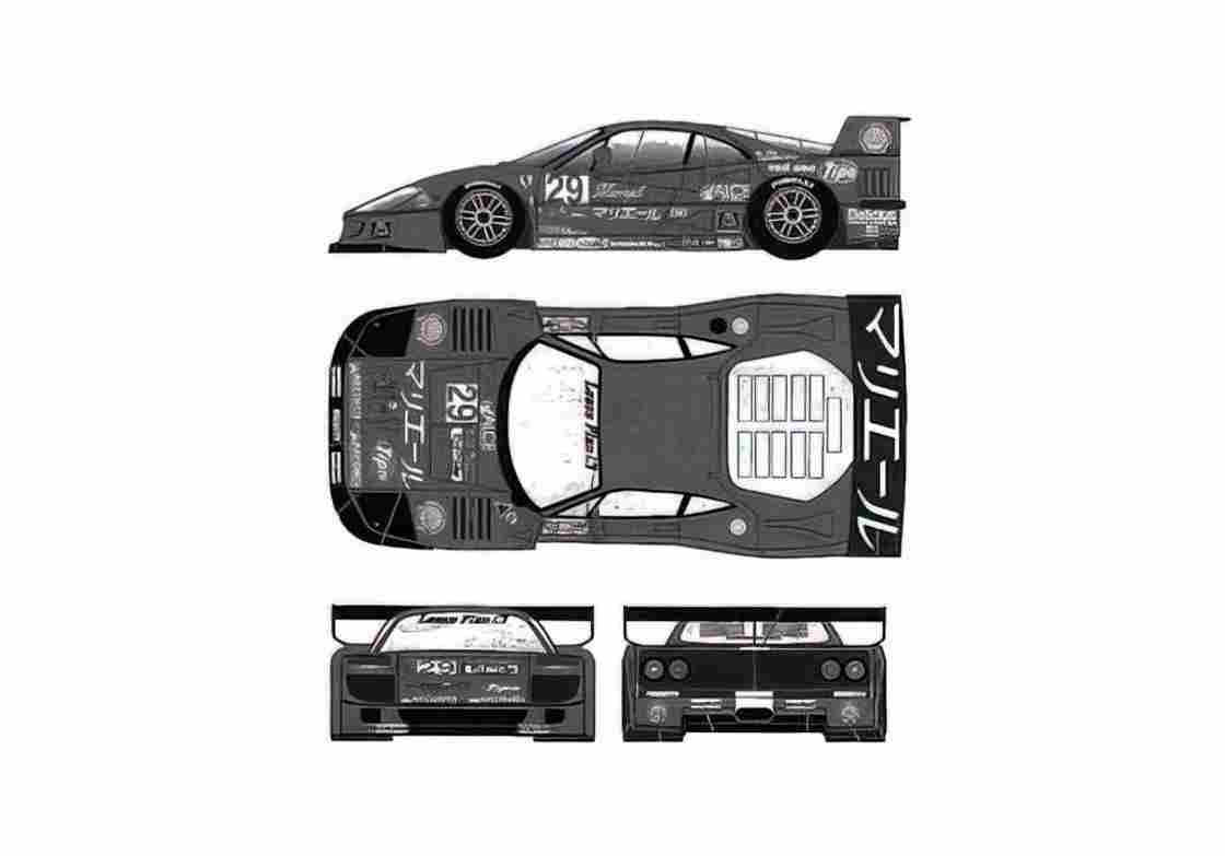 Blueprint Ferrari F40 GTE LM Shell Suzuka Coupe 1996 A4 Photo Print