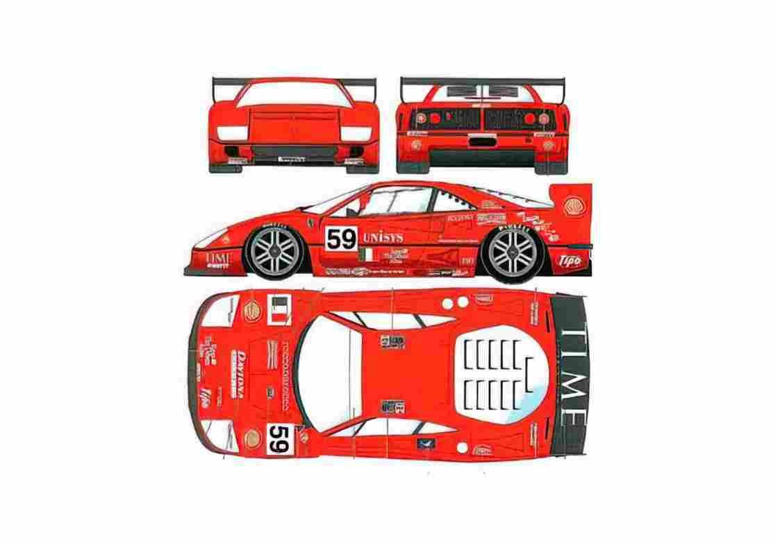 Blueprint Ferrari F40 GTE Le Mans Coupe 1996 A4 Photo Print