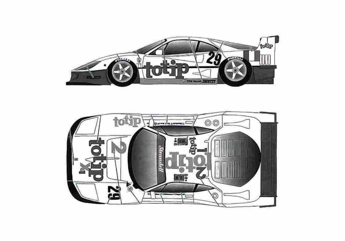 Blueprint Ferrari F40 LM Totip Coupe 1994 A4 Photo Print