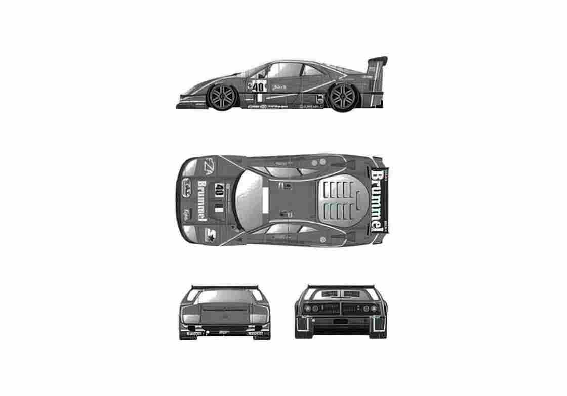 Blueprint Ferrari F40 Le Mans Brummel Coupe 1995 A4 Photo Print