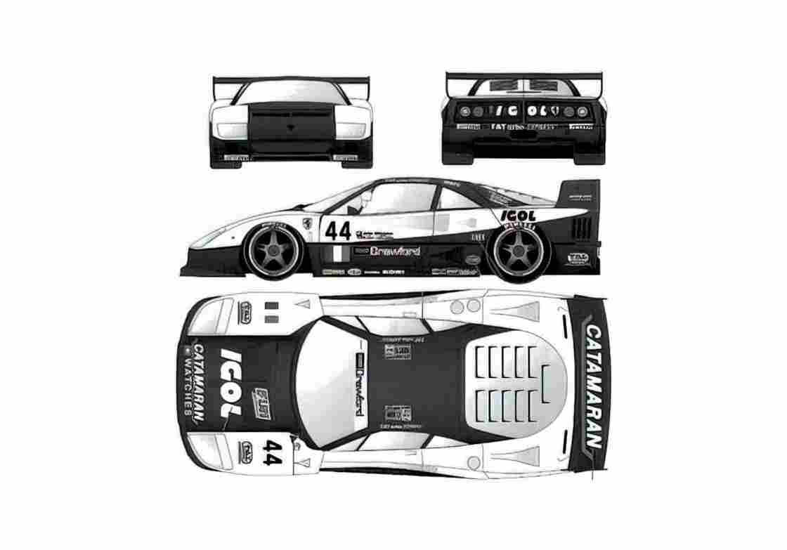 Blueprint Ferrari F40 Le Mans Coupe 1996 A4 Photo Print