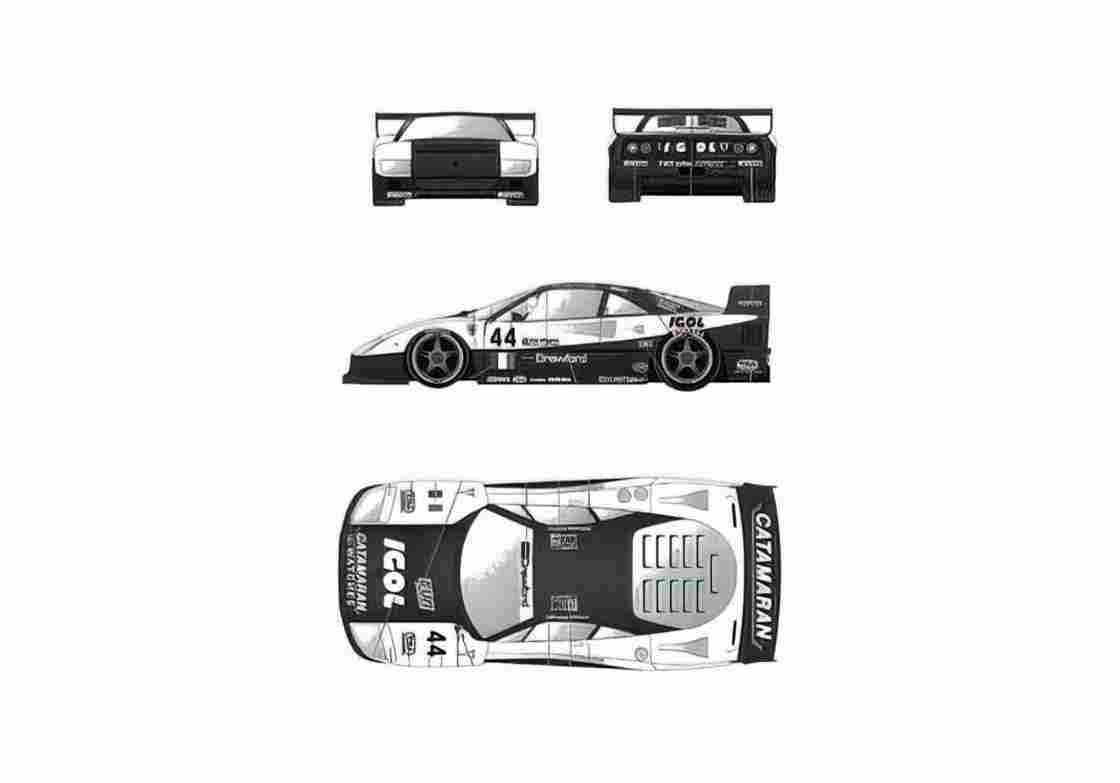 Blueprint Ferrari F40 Le Mans Igol Coupe 1996 A4 Photo Print