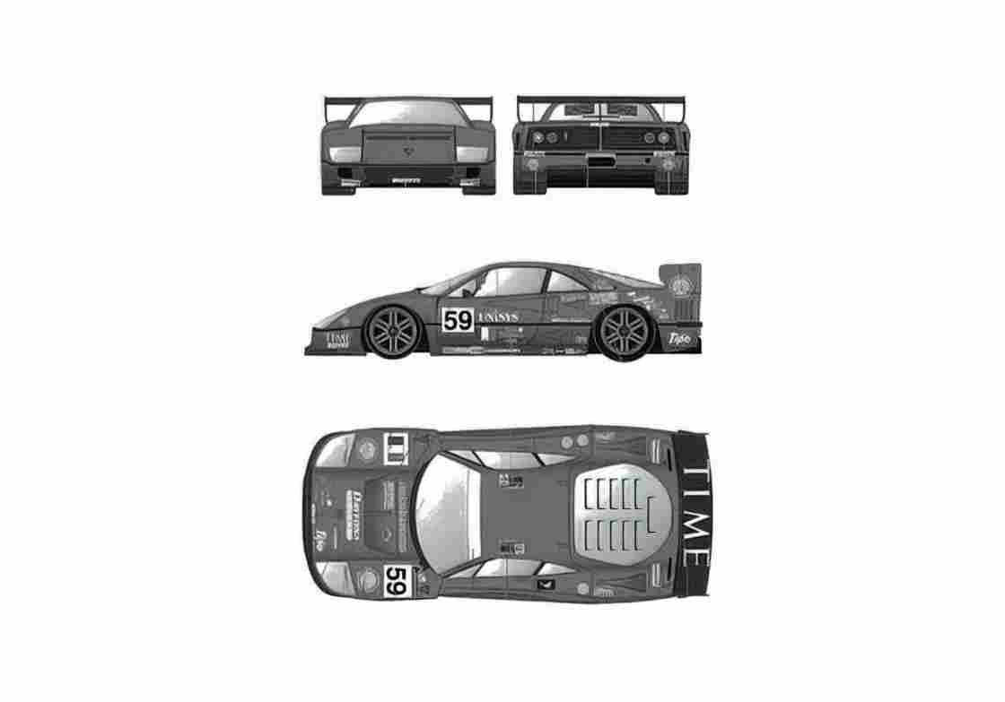Blueprint Ferrari F40 Le Mans Shell Coupe 1996 A4 Photo Print