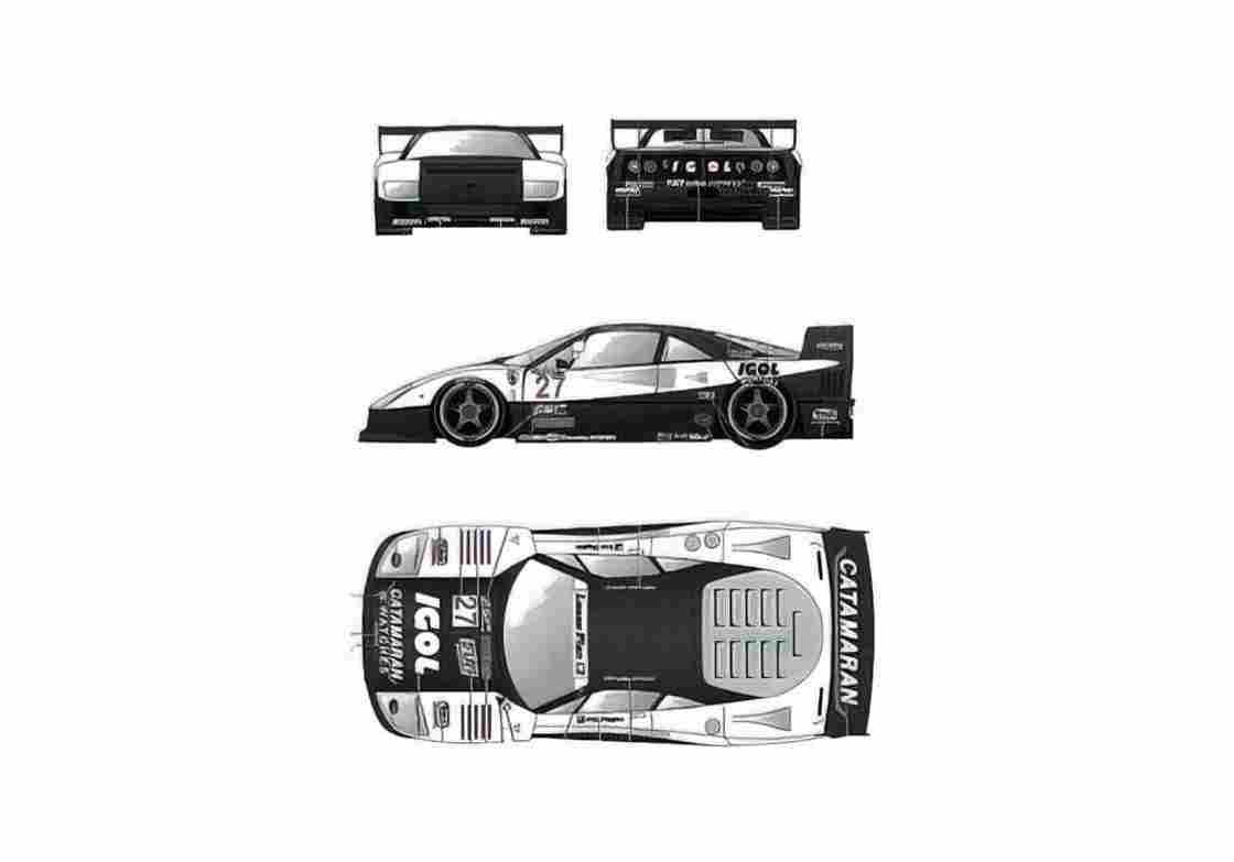 Blueprint Ferrari F40 Le Mans Suzuka Igol Coupe 1996 A4 Photo Print