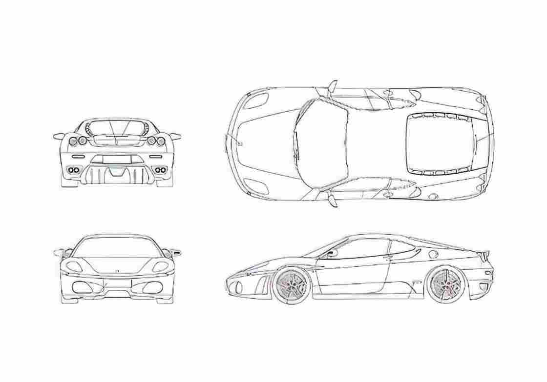 Blueprint Ferrari F430 Cabriolet 2005 A4 Photo Print