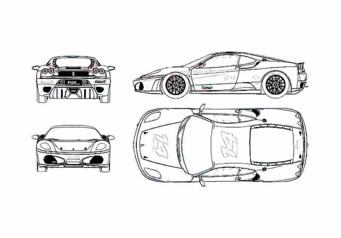 Blueprint Ferrari F430 Challenge Coupe 2006 A4 Photo Print