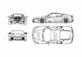 Blueprint Ferrari F430 Challenge Stradale Coupe 2007 A4 Photo Print