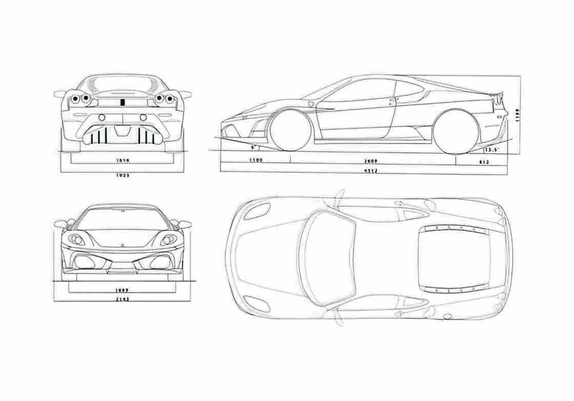 Blueprint Ferrari F430 Coupe 2005 A4 Photo Print