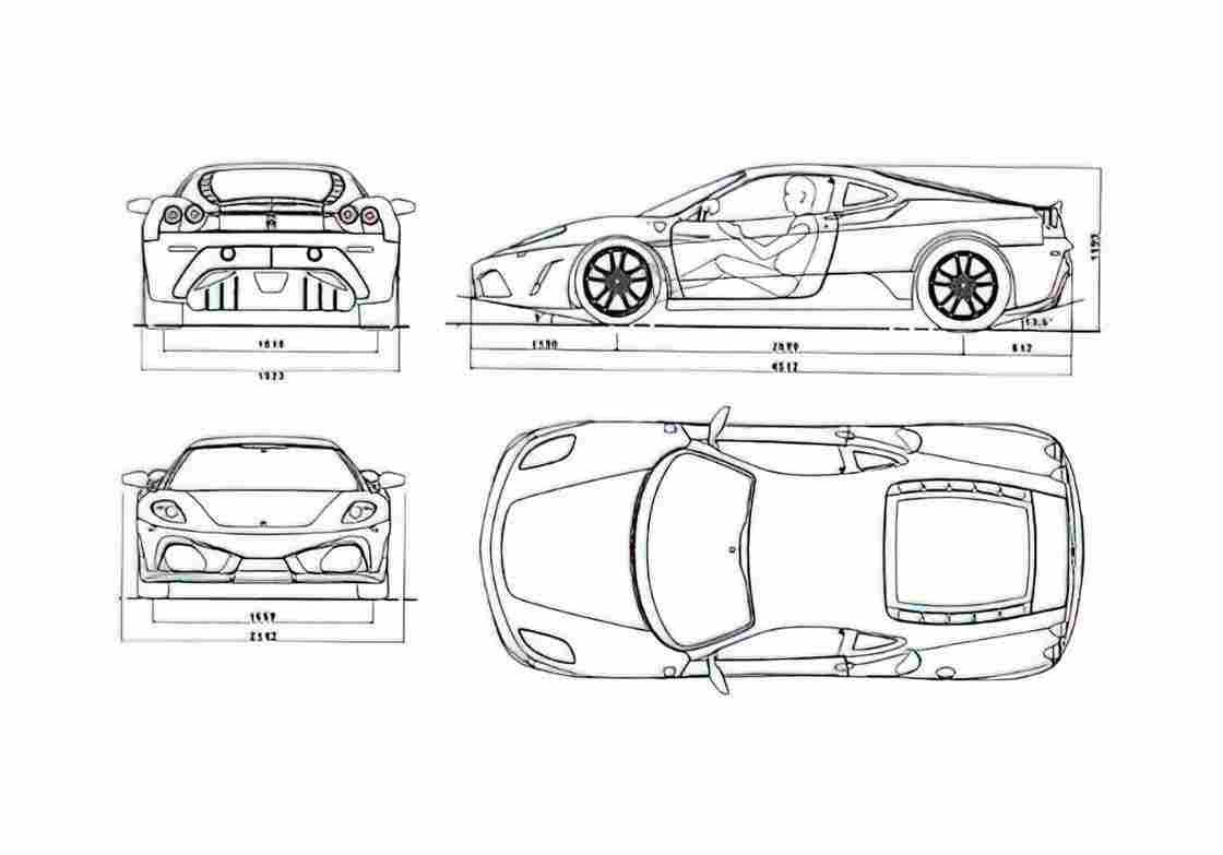 Blueprint Ferrari F430 Scuderia Coupe 2007 A4 Photo Print