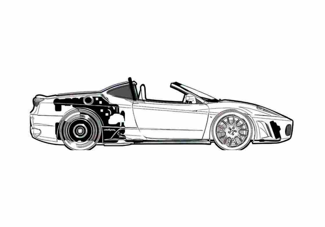 Blueprint Ferrari F430 Spider Cabriolet 2004 A4 Photo Print
