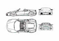Blueprint Ferrari F430 Spider Cabriolet 2005 A4 Photo Print