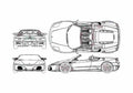 Blueprint Ferrari F430 Spider Targa 2004 A4 Photo Print