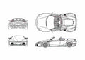 Blueprint Ferrari F430 Spider Targa 2005 A4 Photo Print