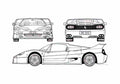 Blueprint Ferrari F50 Coupe 1996 A4 Photo Print