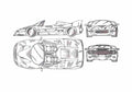 Blueprint Ferrari F50 Spider Targa 1995 A4 Photo Print