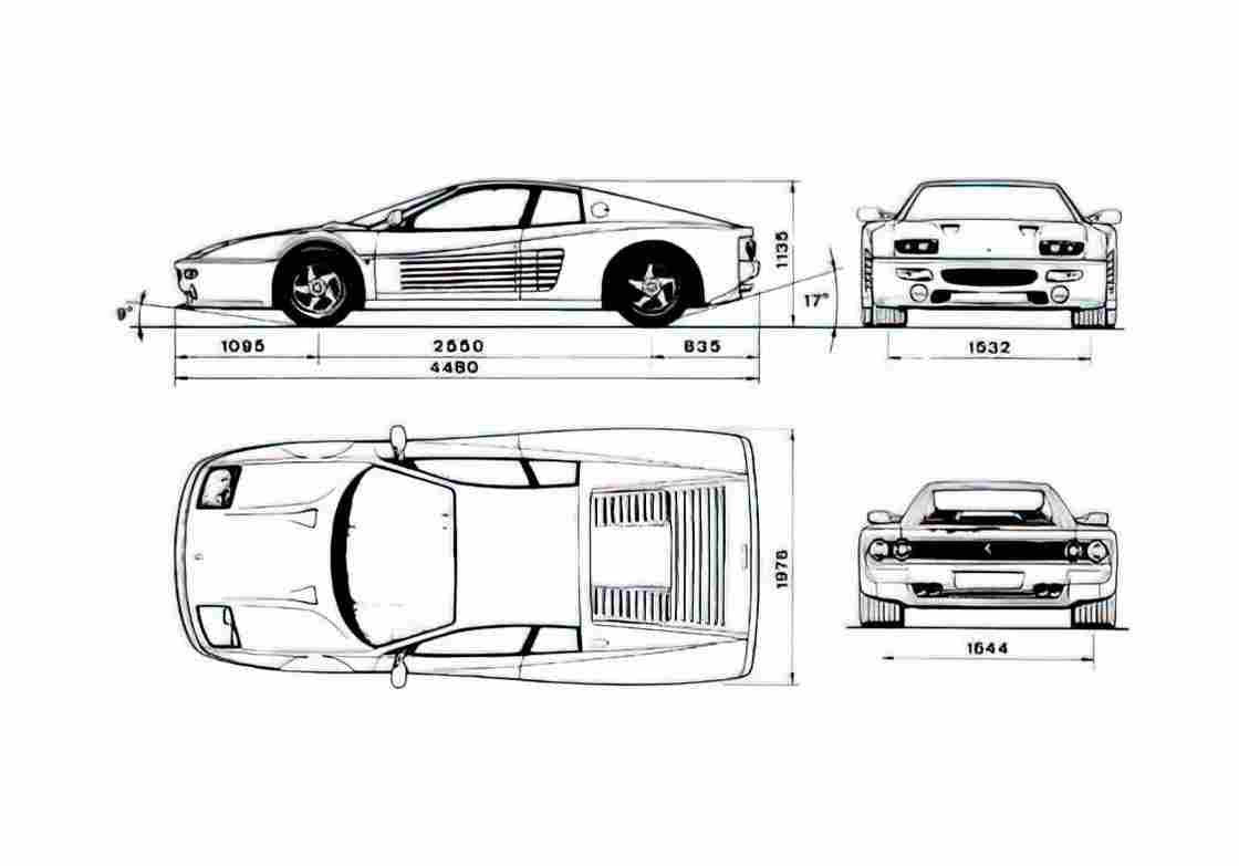 Blueprint Ferrari F512M Coupe 1994 A4 Photo Print