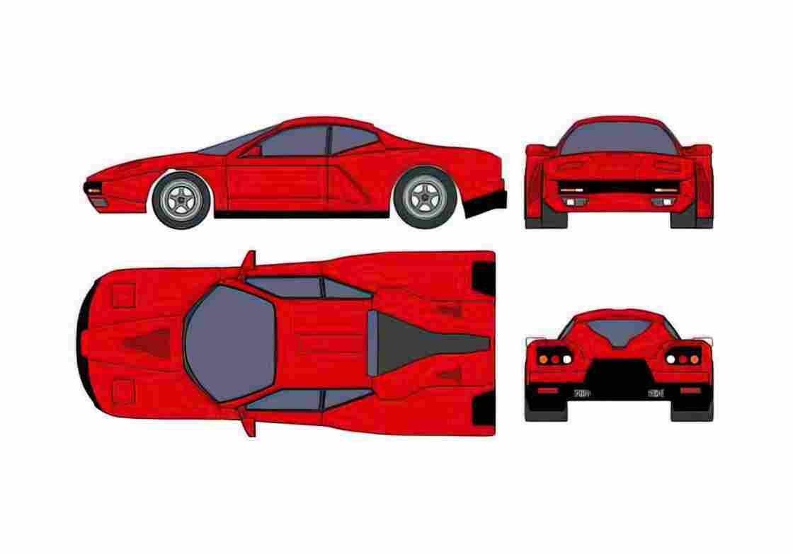 Blueprint Ferrari FZ 93 Zagato Coupe 1993 A4 Photo Print