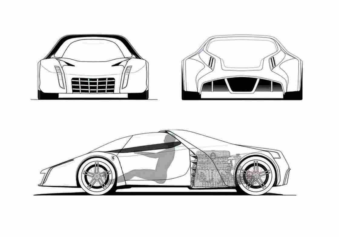 Blueprint Ferrari Fiorano Coupe 2007 A4 Photo Print