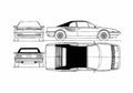 Blueprint Ferrari Mondial Cabriolet 1983 A4 Photo Print