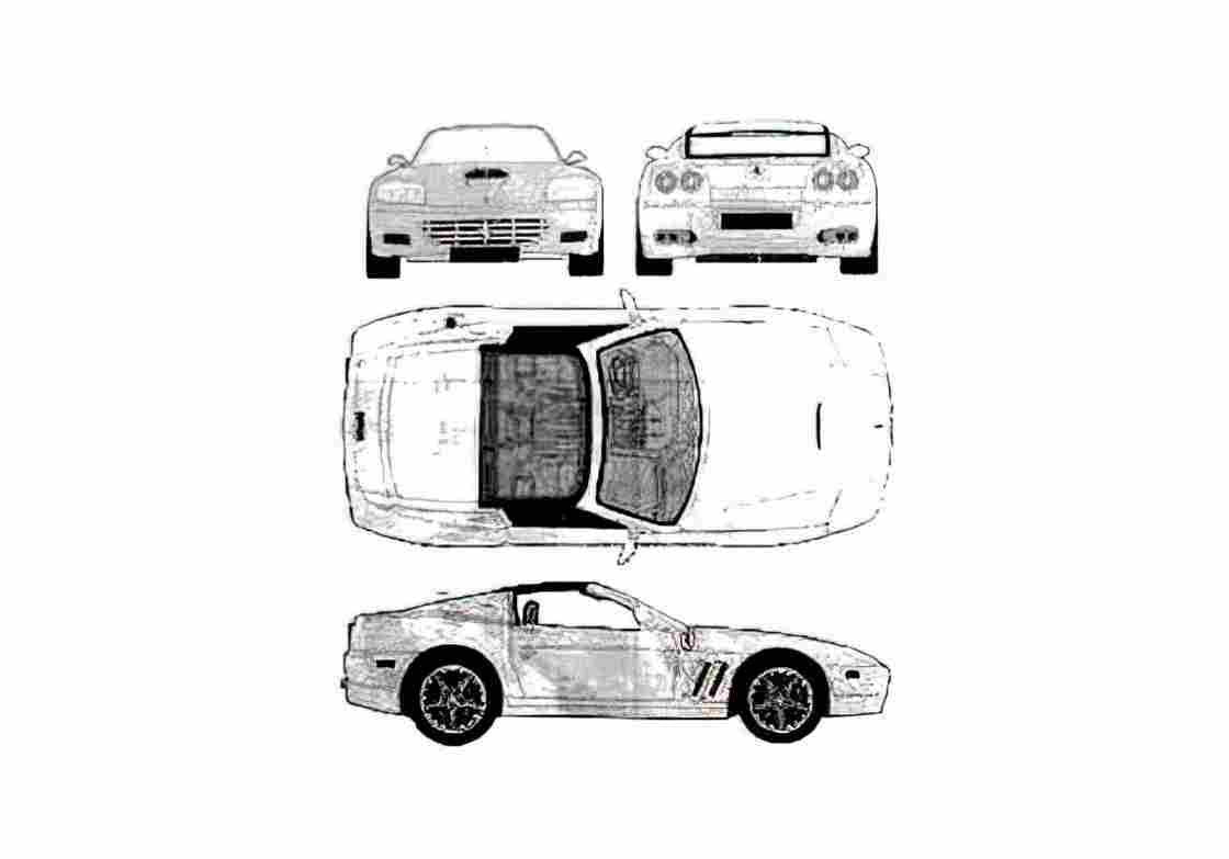 Blueprint Ferrari Superamerica Targa 2007 A4 Photo Print