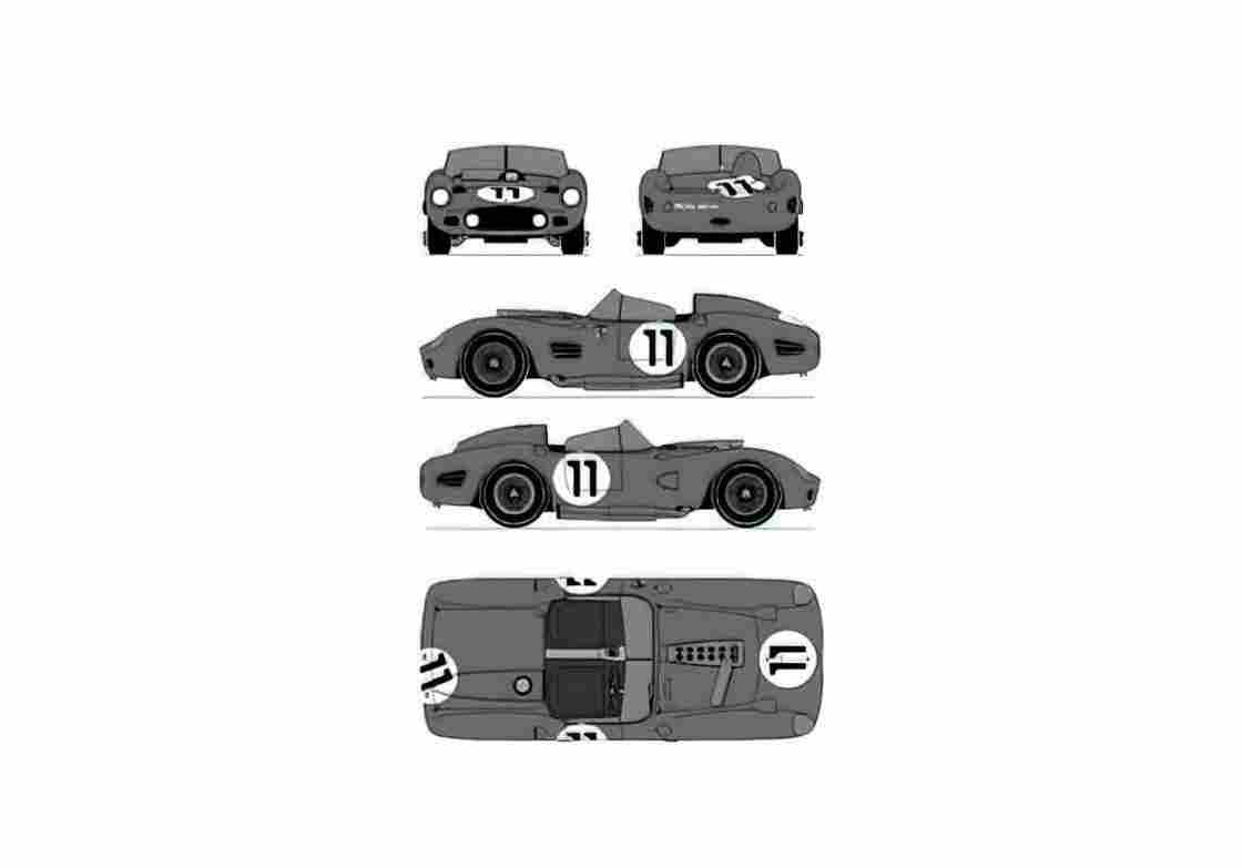 Blueprint Ferrari Testa Rossa Le Mans Targa 1960 A4 Photo Print